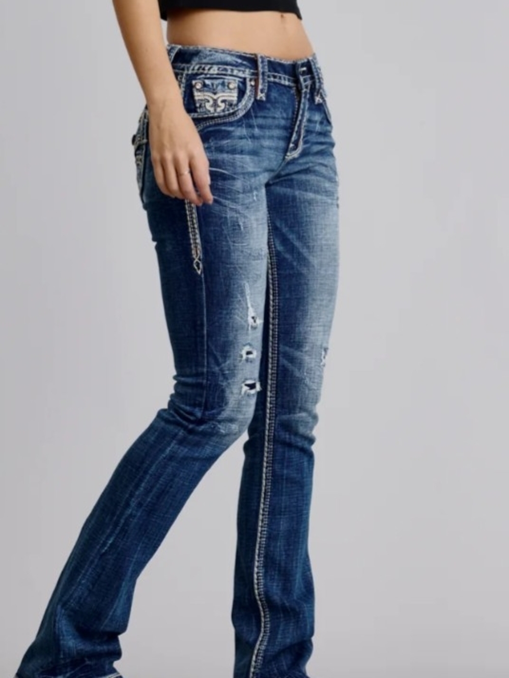 Women's Rock Revival Sora Boot Cut Medium Wash Low Rise Size 25  Excellent Shape